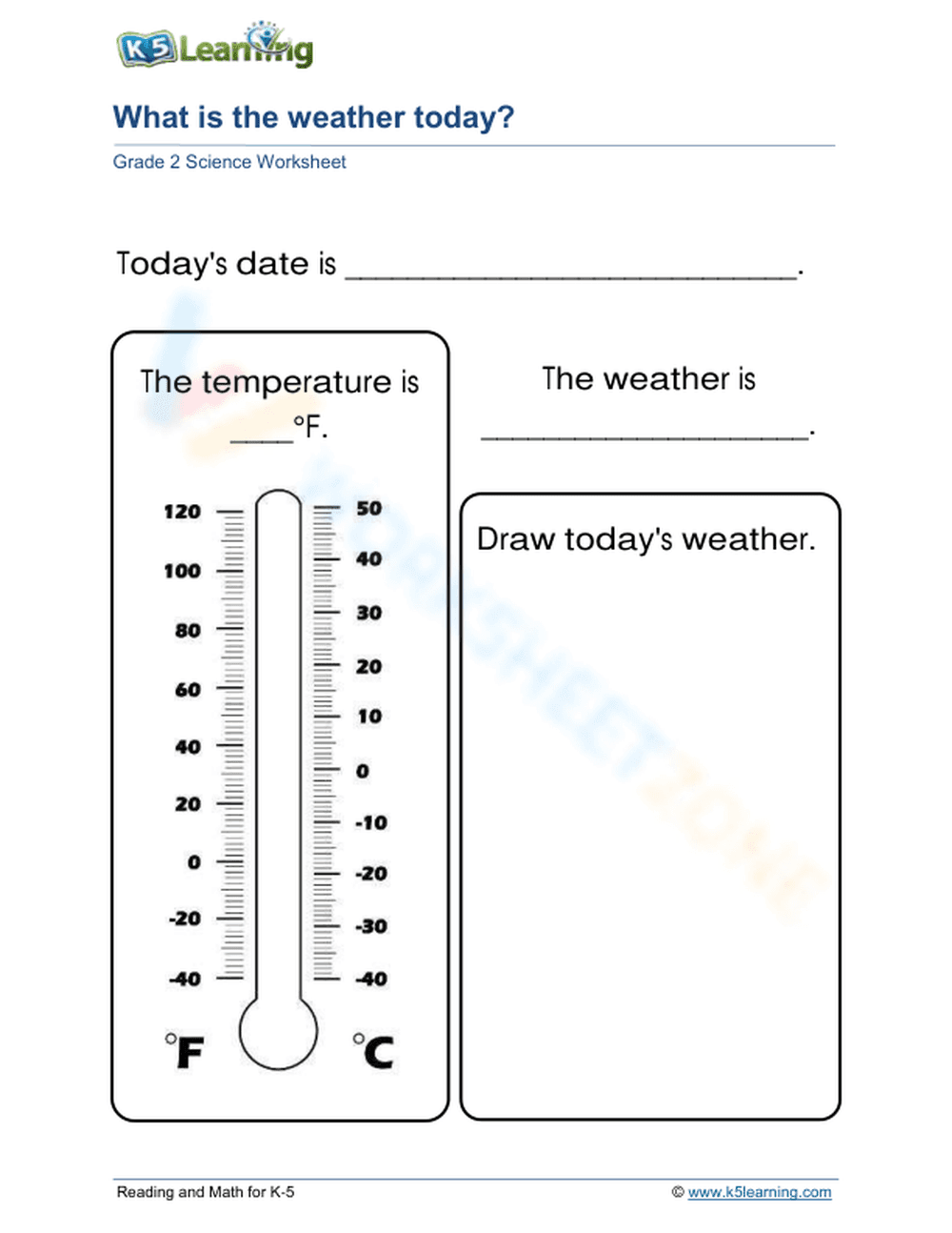 Grade 2: today's weather - Page 1