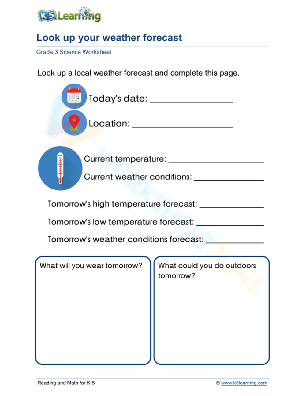 Grade 3: Weather forecast with details (2) - Page 1