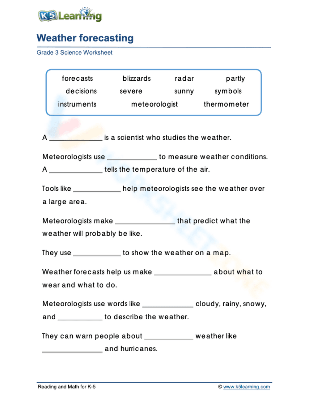 Grade 3: Weather forecasting - Page 1