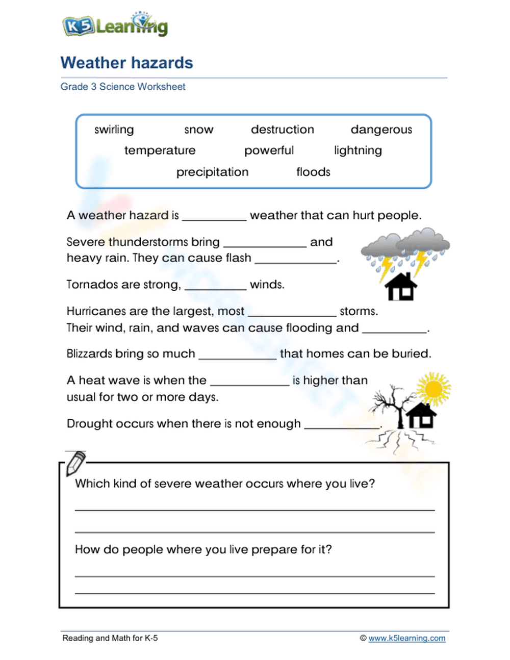 Grade 3: Weather hazard activities - Page 1