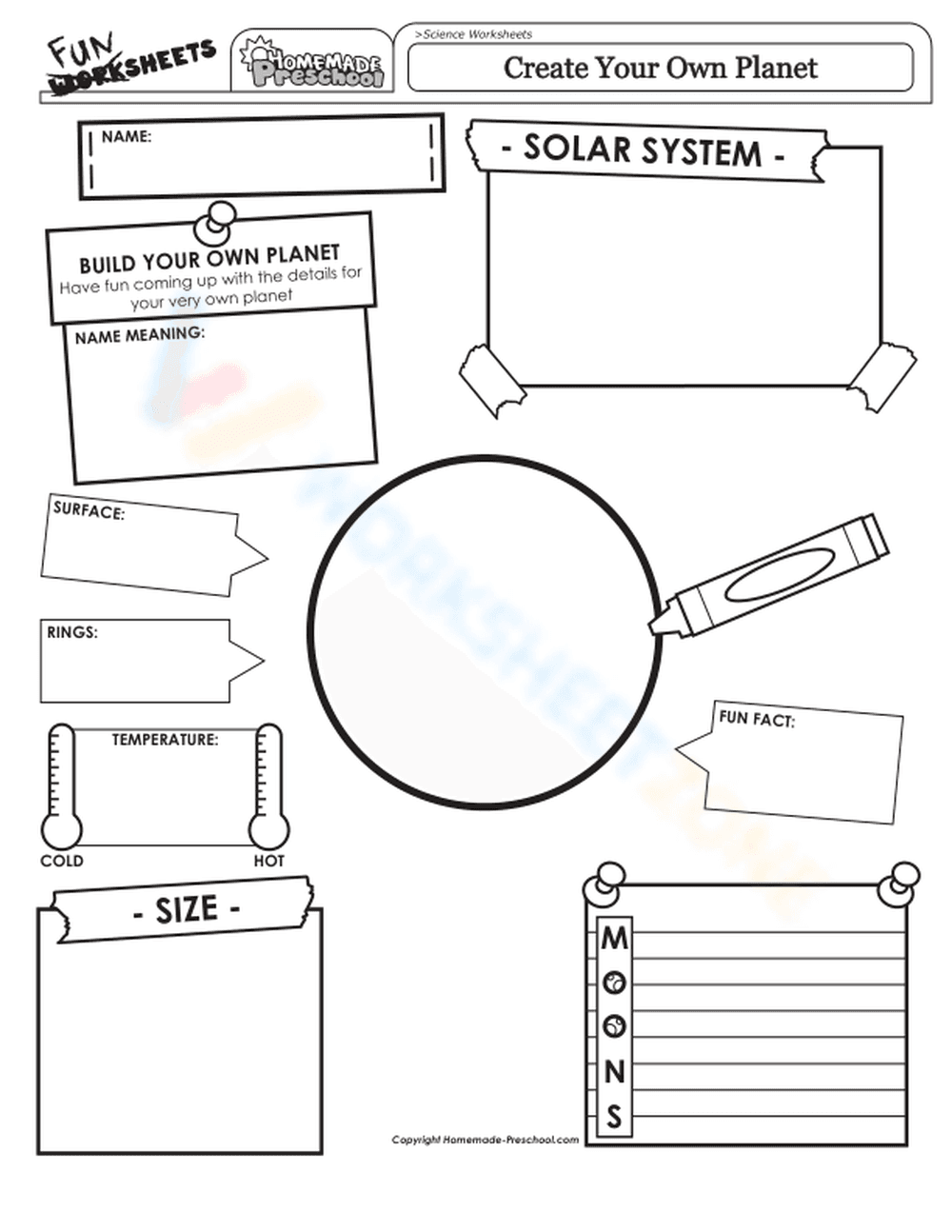 Create Your Own Planet Worksheet - Page 1