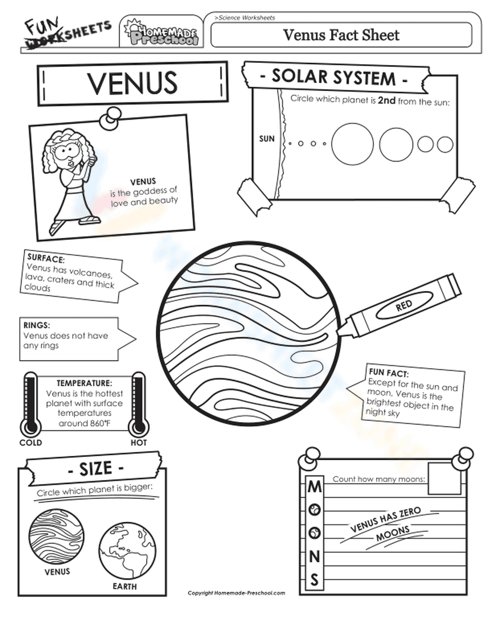 Venus Fact Worksheet - Page 1