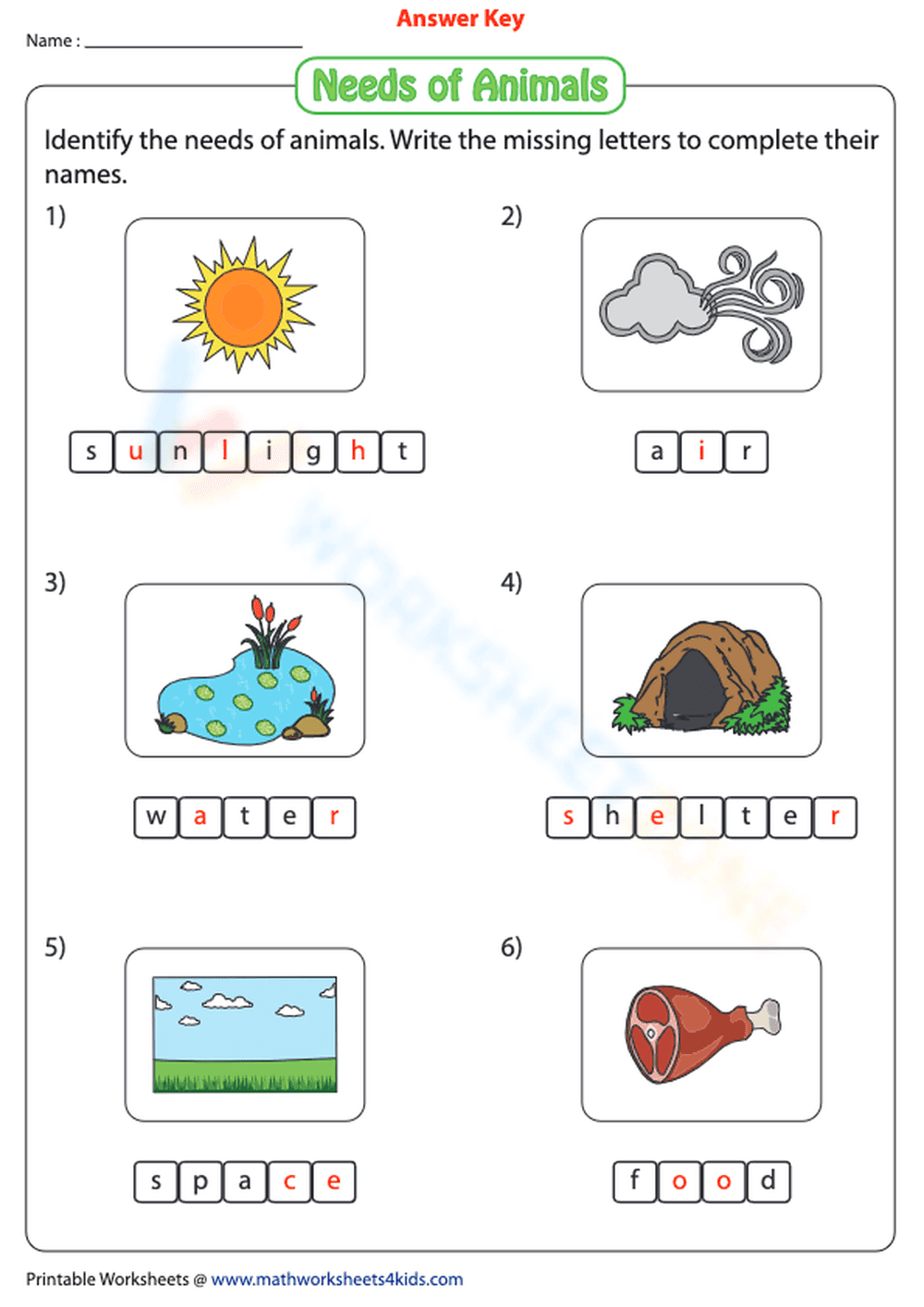 Needs of Animals: missing letters - Page 2