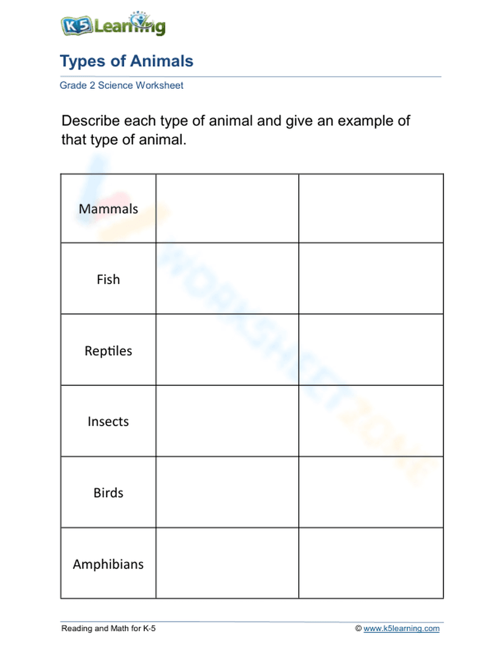 Types of Animals 2 - Page 1