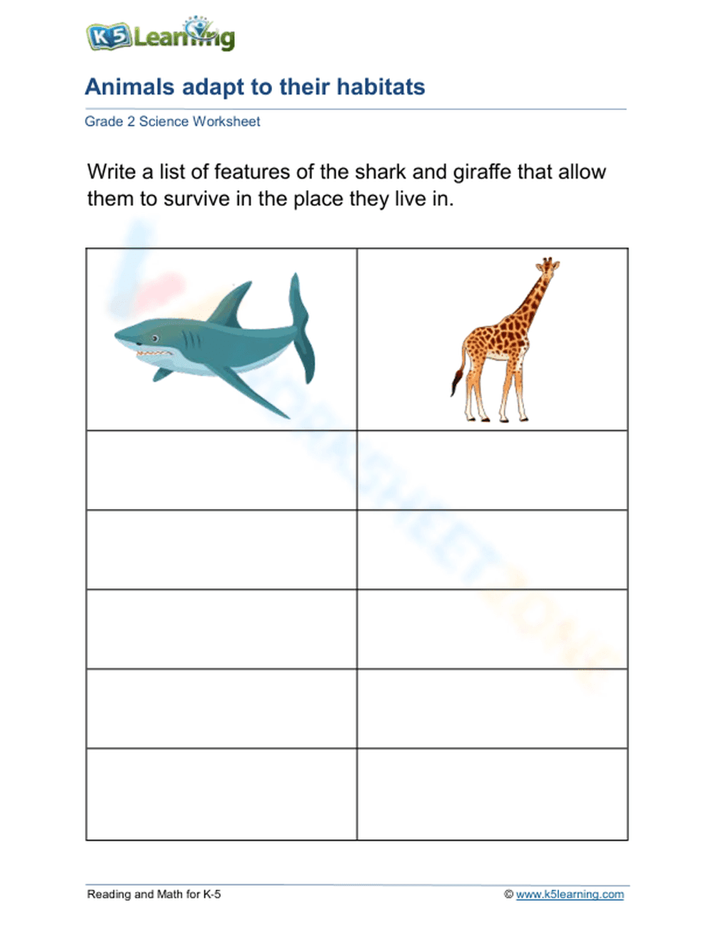 Animals adapt to their habitats: shark - giraffe - Page 1