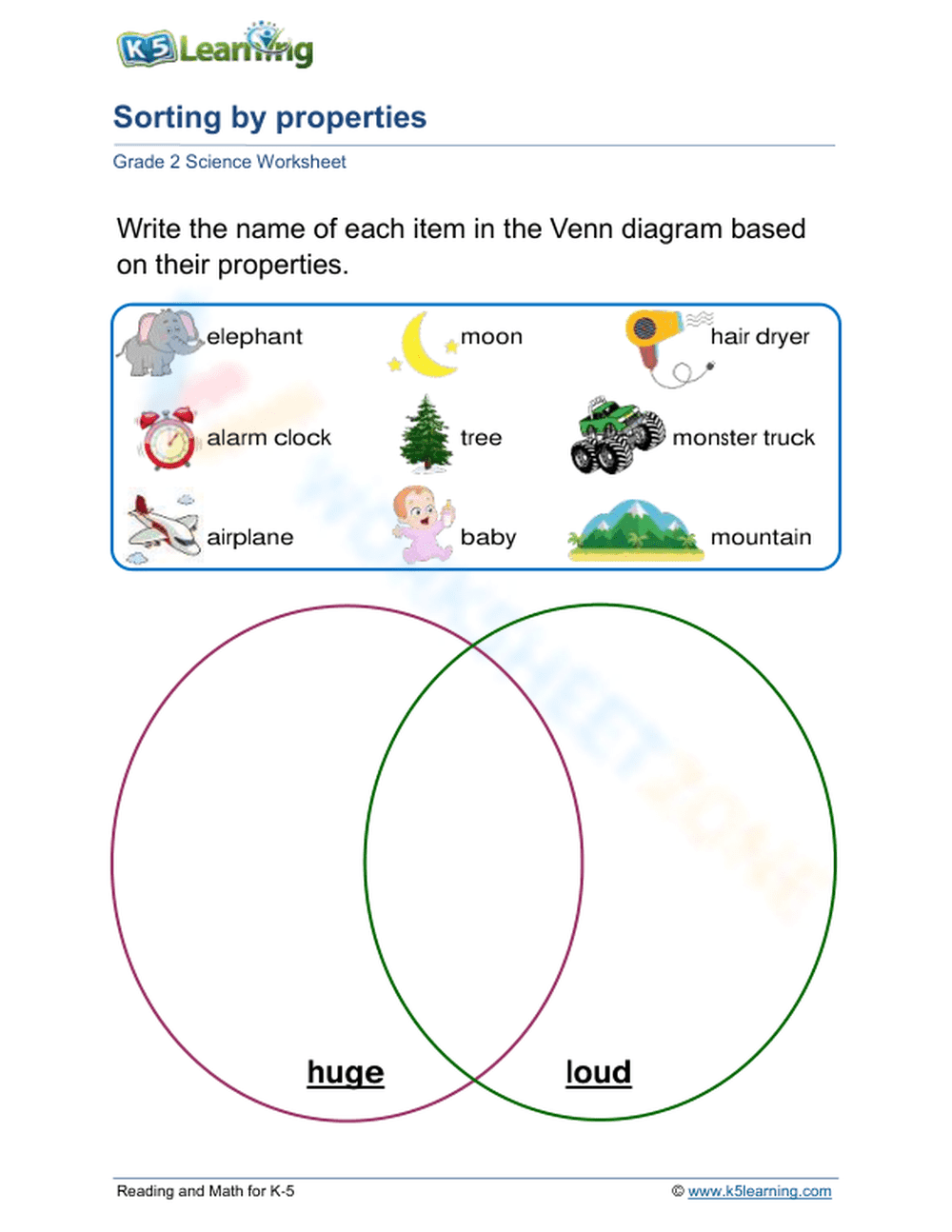 Sorting Properties with Venn Diagrams - Page 1
