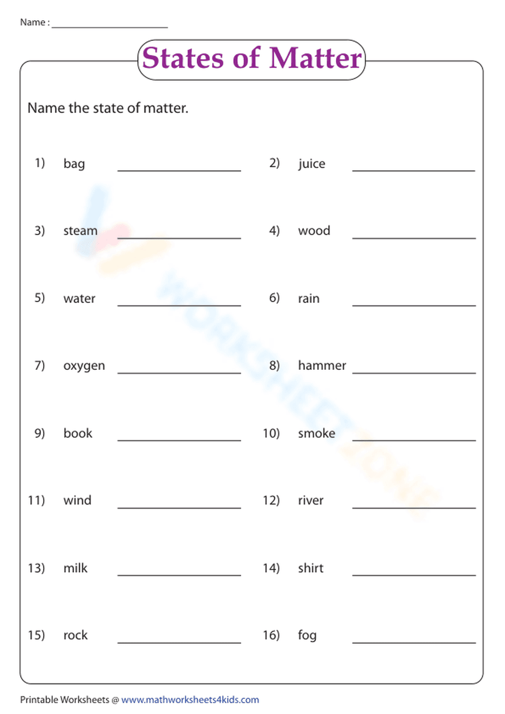 Label as solid, liquid or gas - Page 1