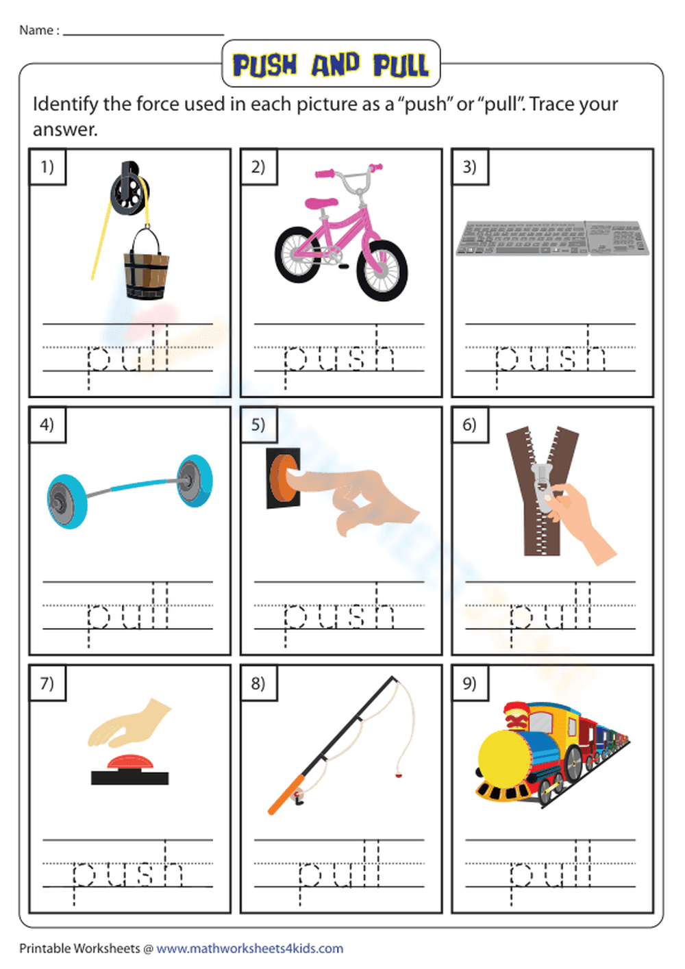 Identifying Push and Pull Forces - Page 1