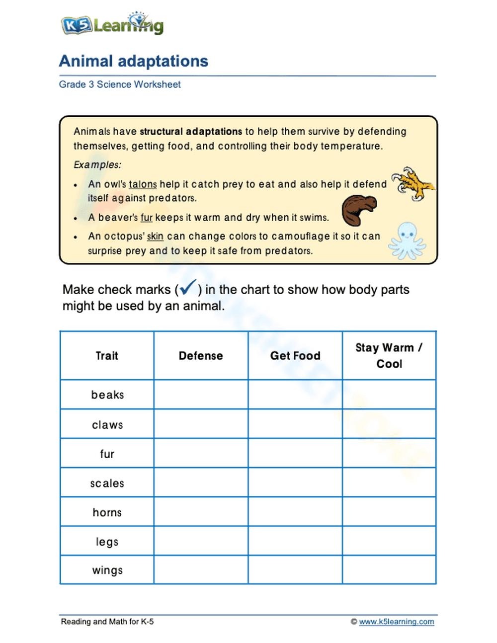 Animal adaptations 2 - Page 1