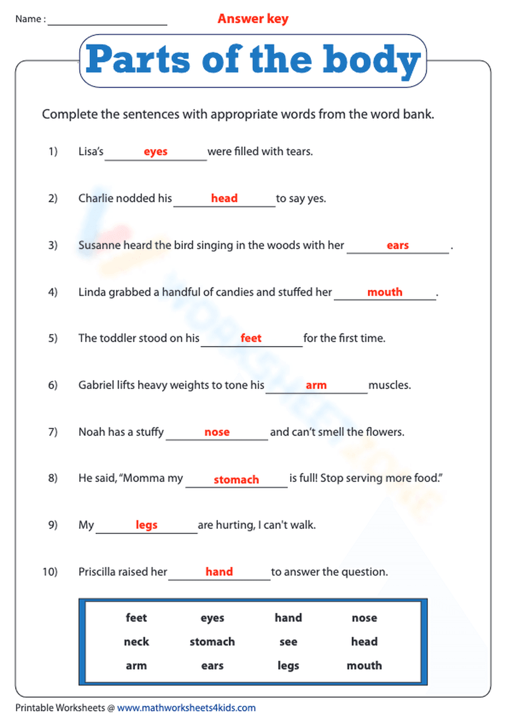 Parts of the body - Fill in the blank - Page 2