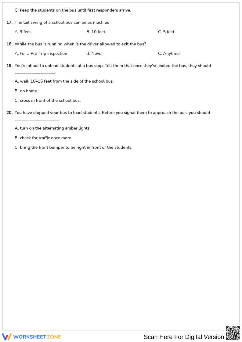 Free printable Hawaii CDL School Bus worksheet part 2 - Page 3
