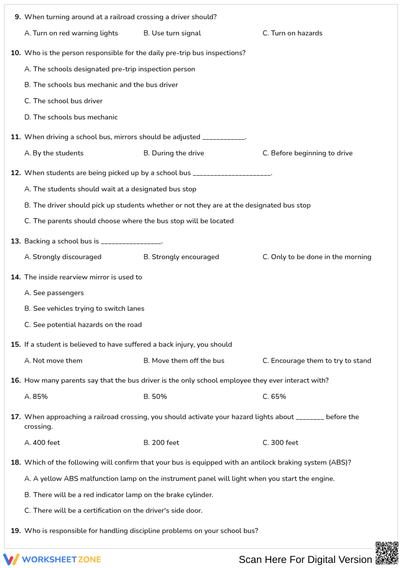 Free printable Hawaii CDL School Bus worksheet part 4 - Page 2