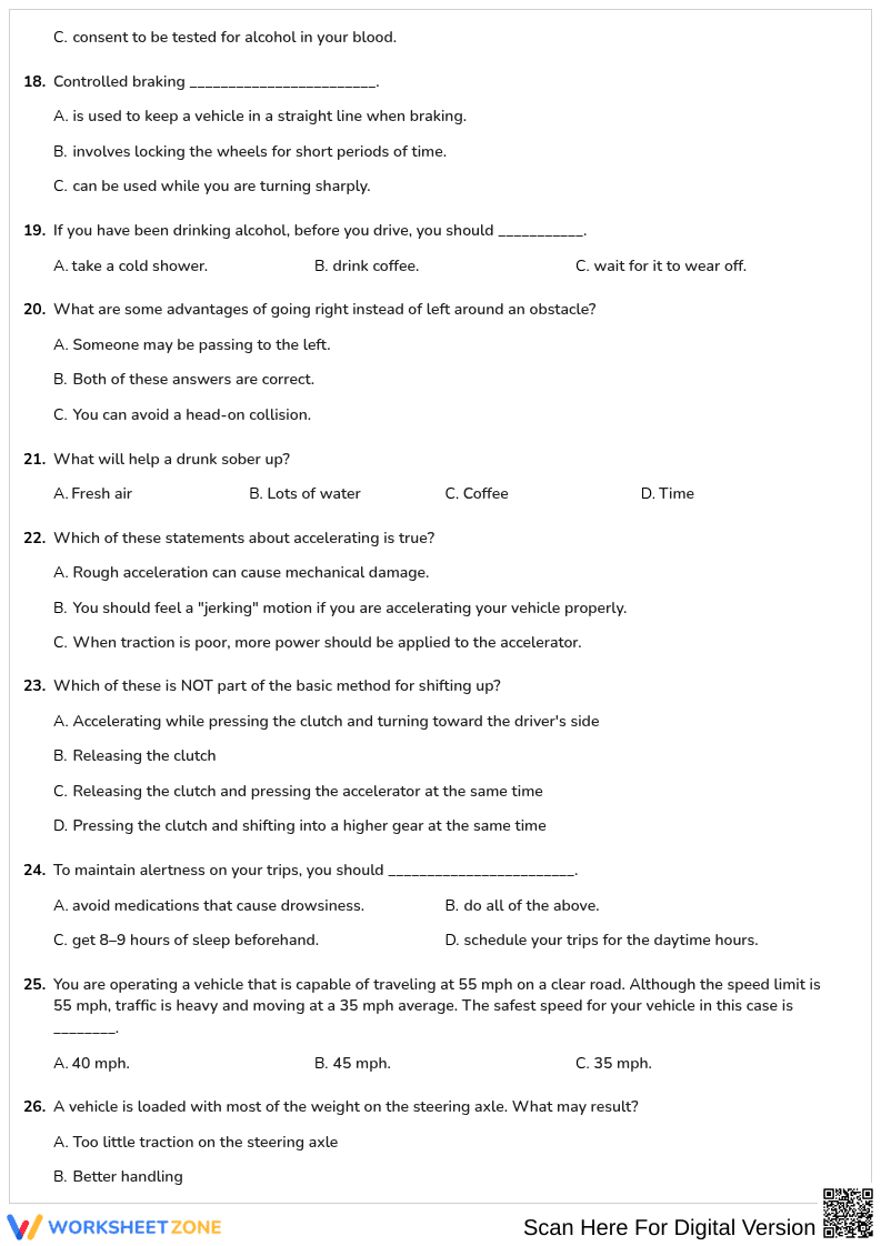 Free printable Rhode/Island CDL General Knowledge worksheet part 21 - Page 3