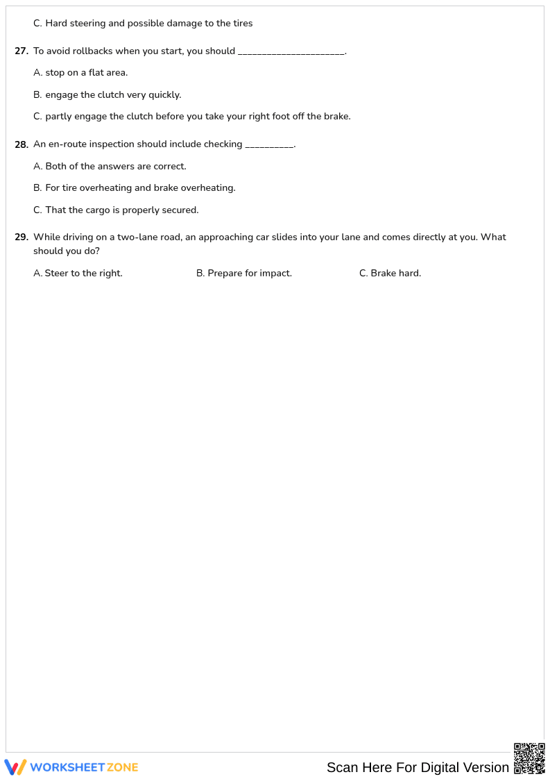 Free printable Rhode/Island CDL General Knowledge worksheet part 21 - Page 4
