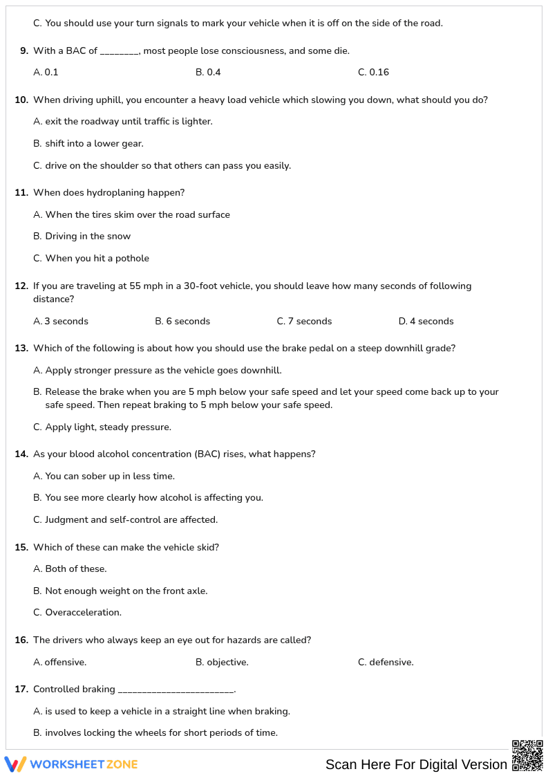 Free printable Minnesota CDL General Knowledge worksheet part 21 - Page 2