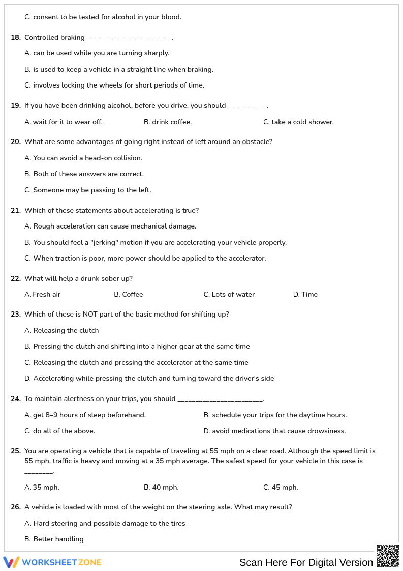 Free printable South/Carolina CDL General Knowledge worksheet part 21 - Page 3