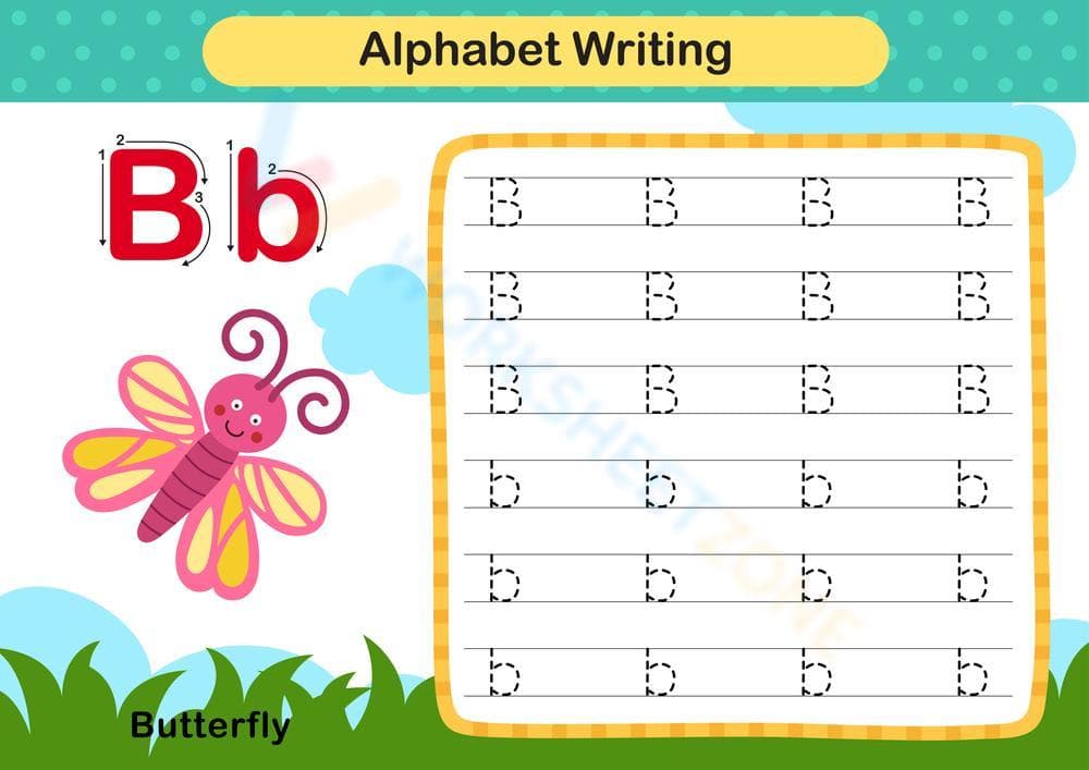 Alphabet Writing Practice for Letter B - Page 1