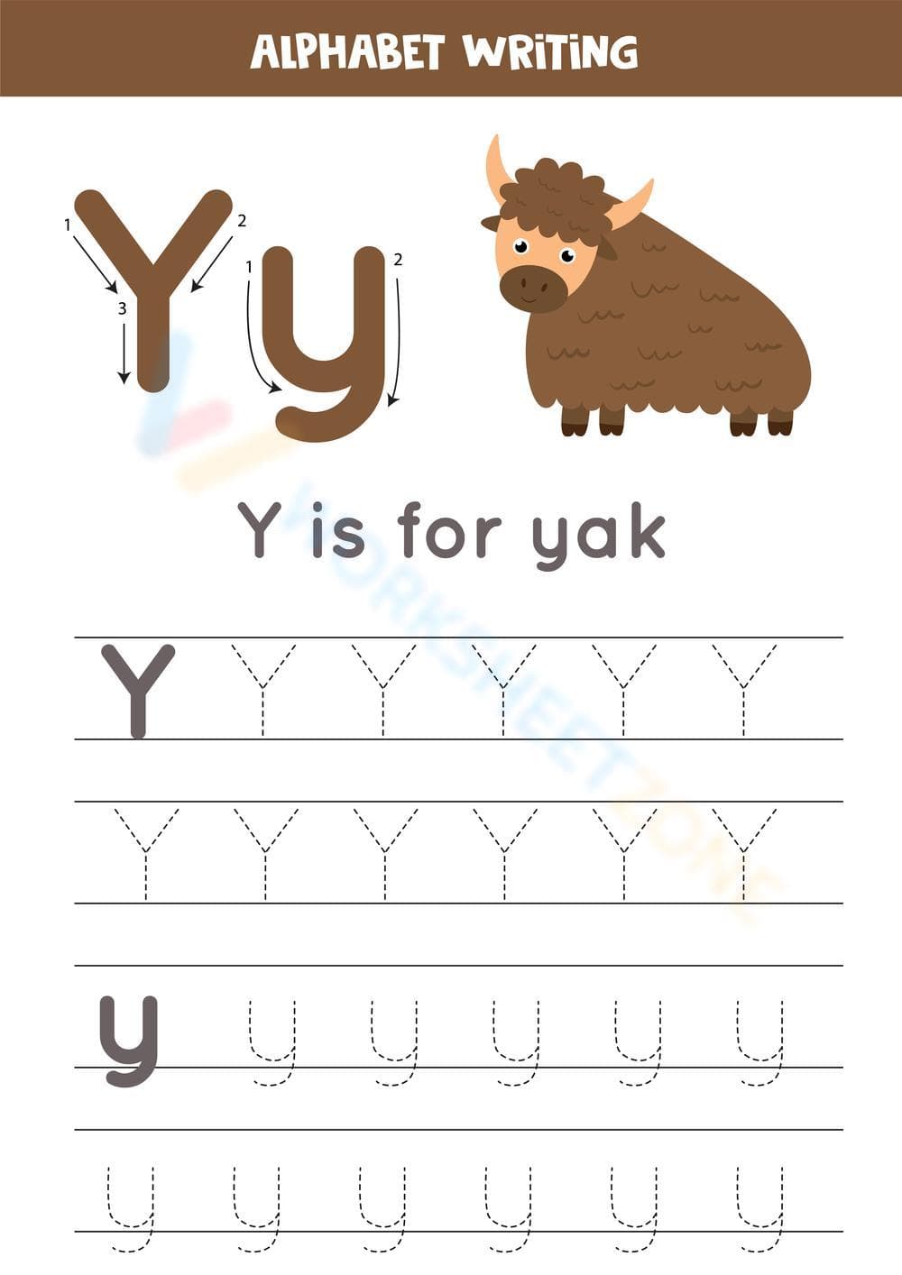Alphabet Writing - Y - Page 1