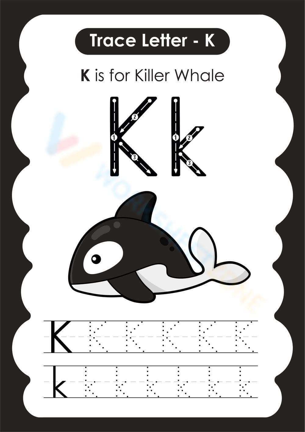 Letter K tracing - Page 1