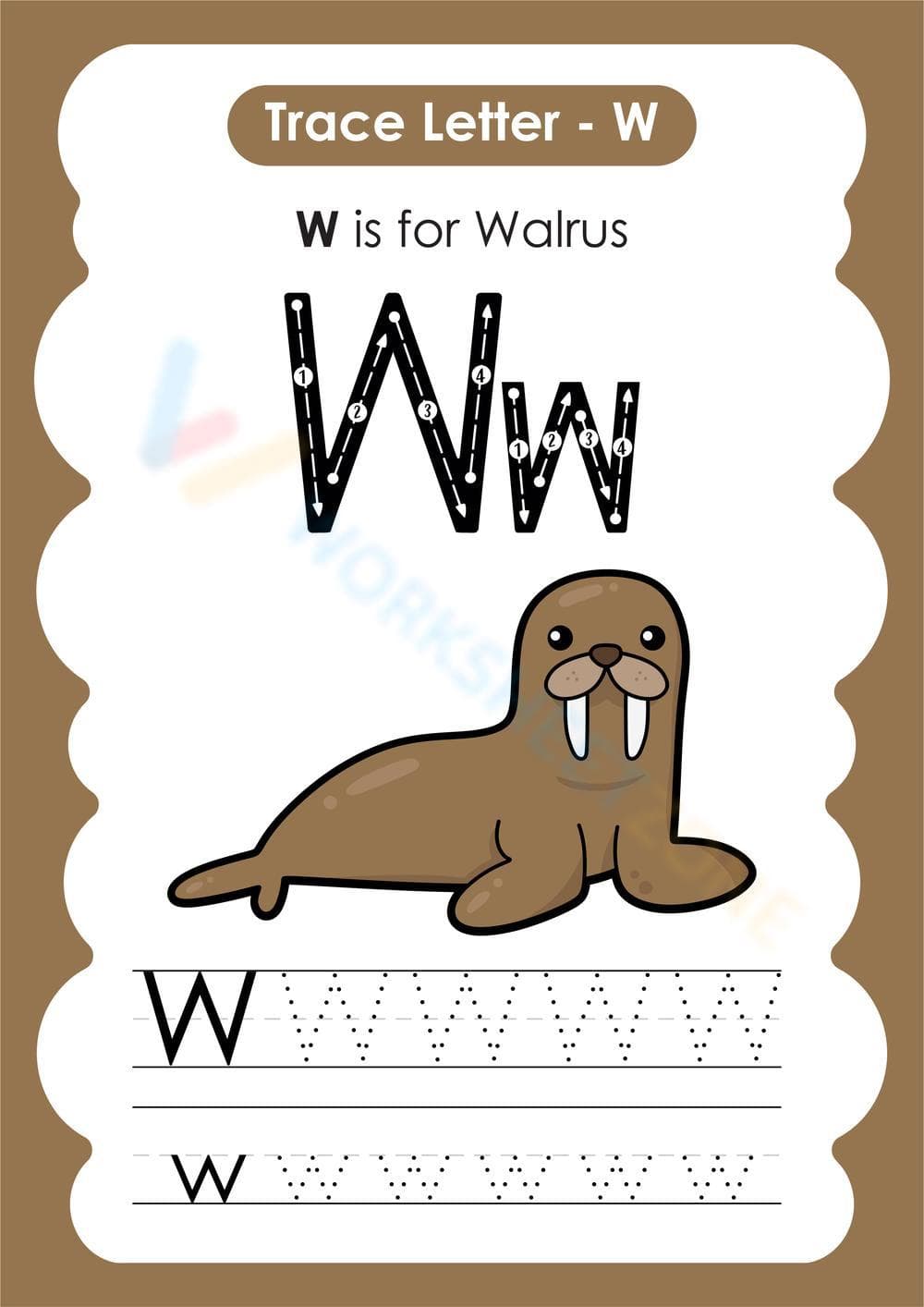 Letter W tracing - Page 1