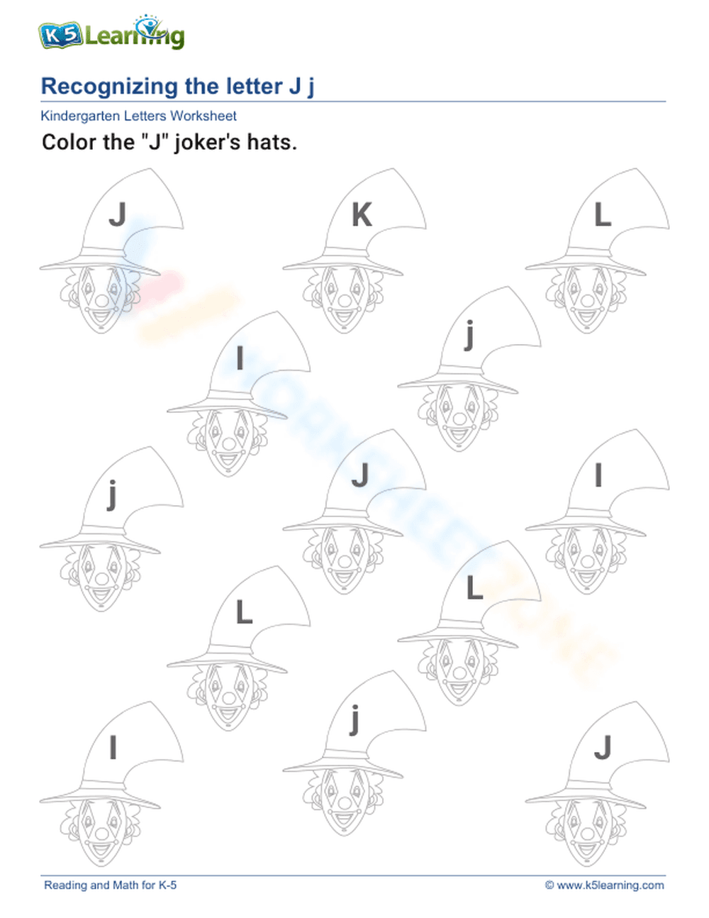 Recognize letter Jj - Page 1