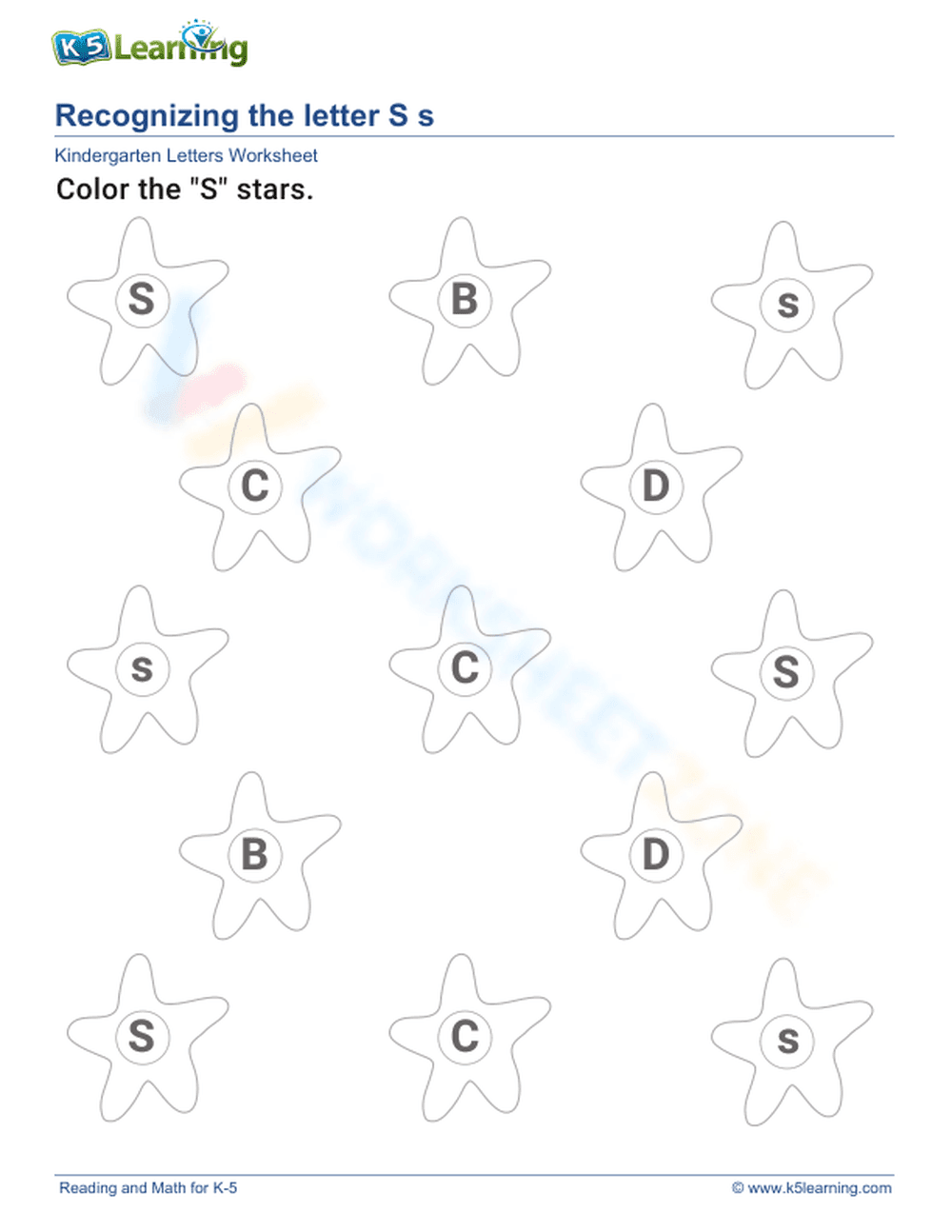 Recognize letter Ss - Page 1