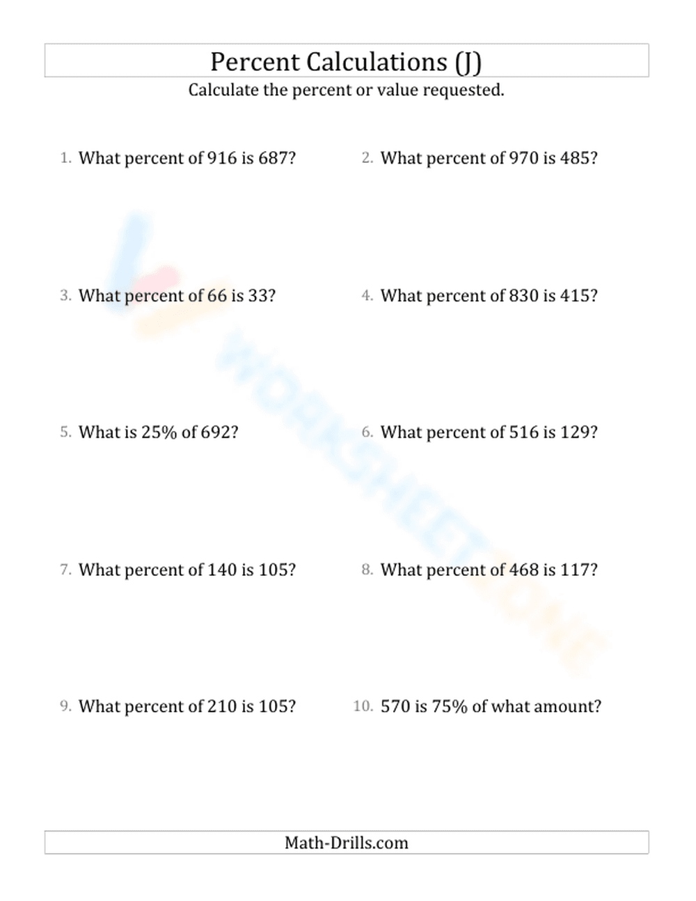 Mixed percent calculations - Page 1