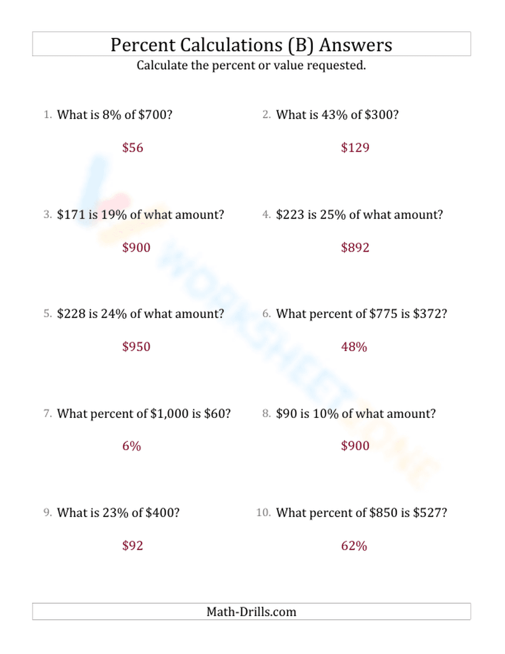 Mixed percent calculations - Page 2
