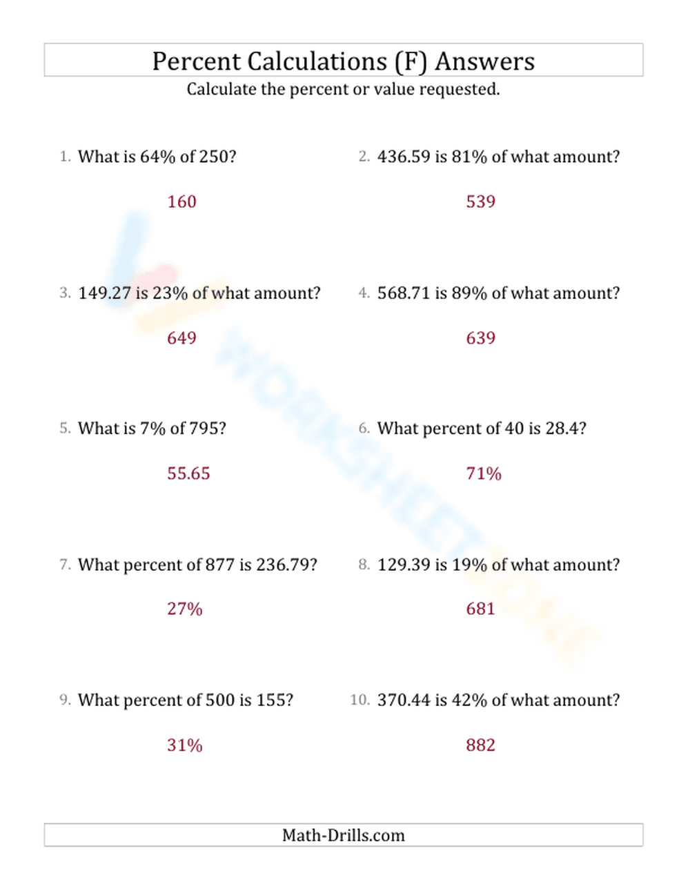 Mixed percent calculations - Page 2