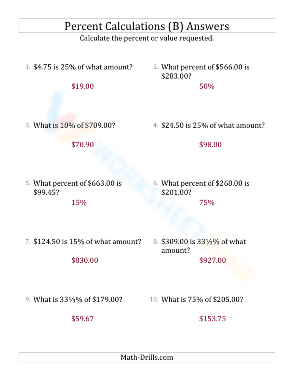 Mixed percent calculations - Page 2