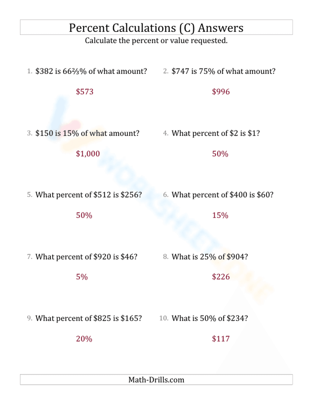 Mixed percent calculations - Page 2