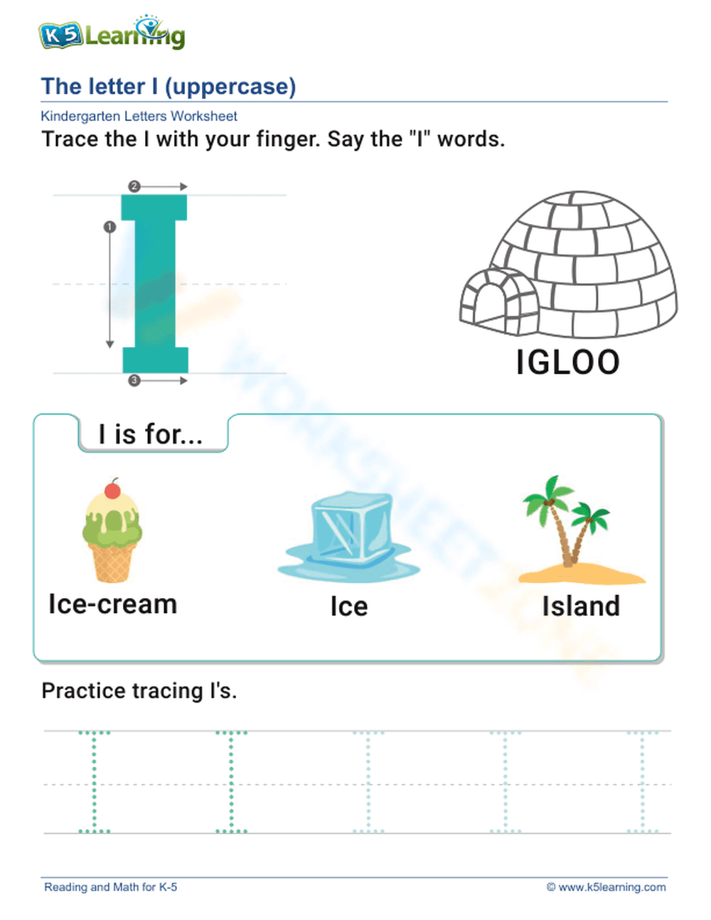 Learn the Uppercase Letter I - Page 1