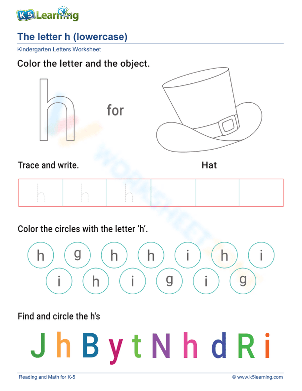 Lowercase Letter h - Page 1