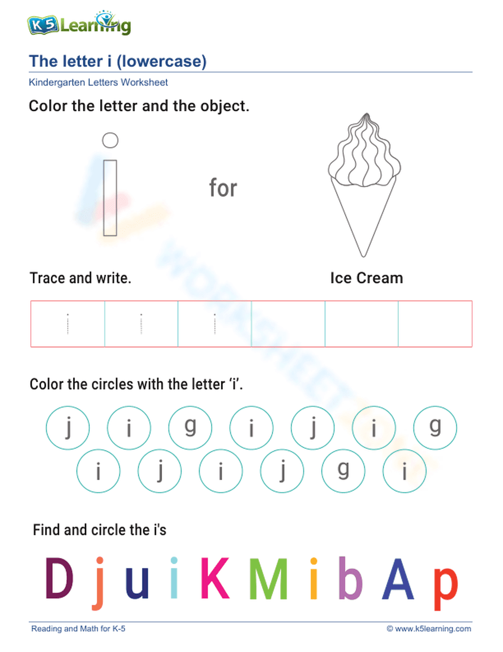 Lowercase Letter i - Page 1