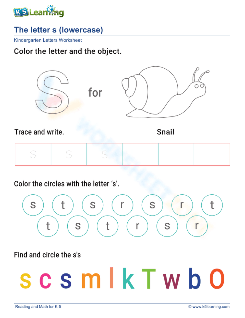Lowercase Letter s - Page 1