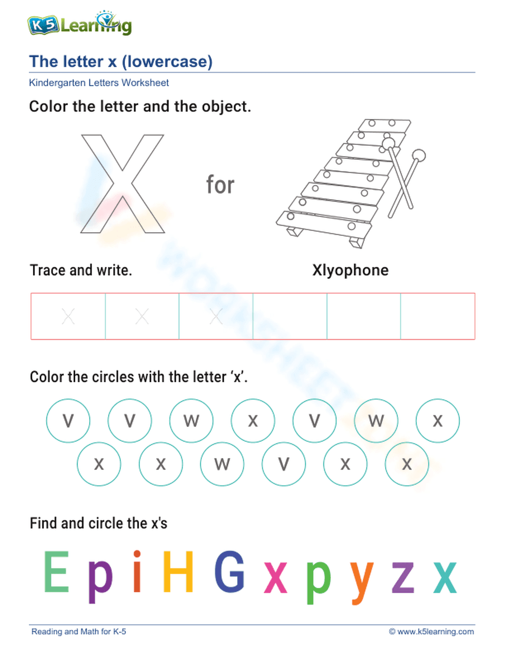 Lowercase Letter x - Page 1