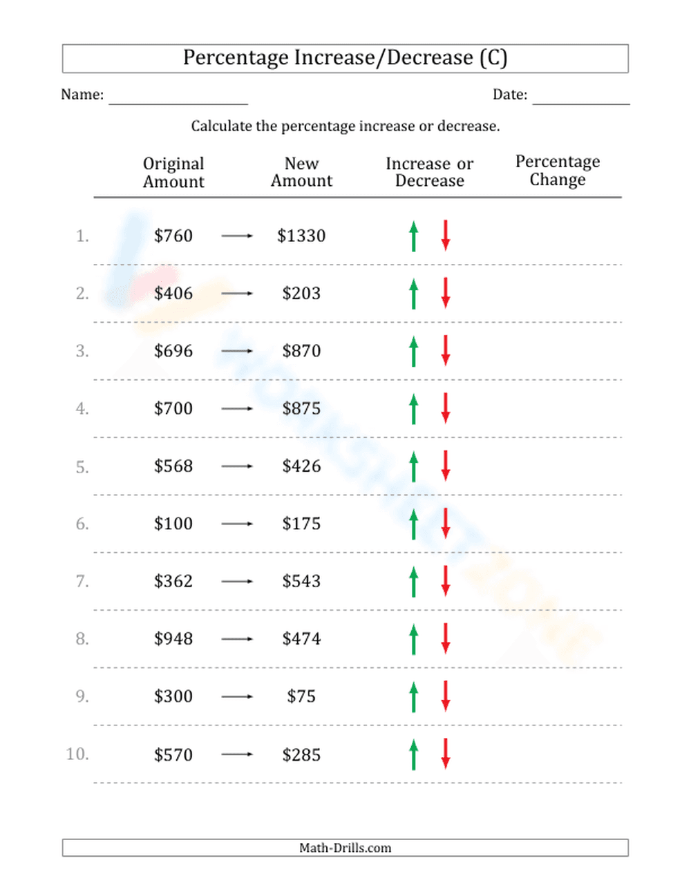Percent increase/decrease - Page 1