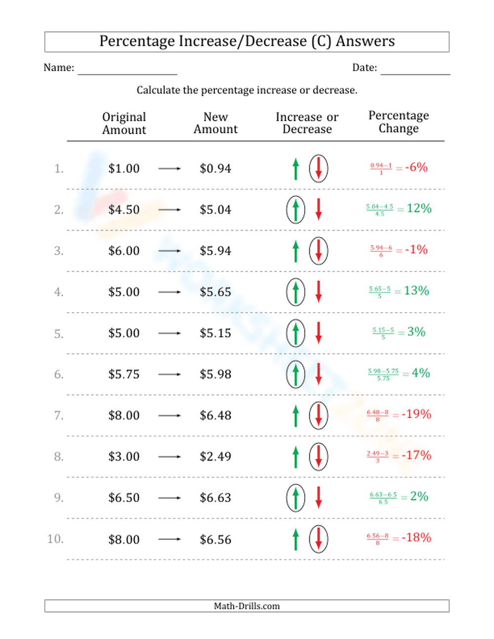 Percent increase/decrease - Page 2