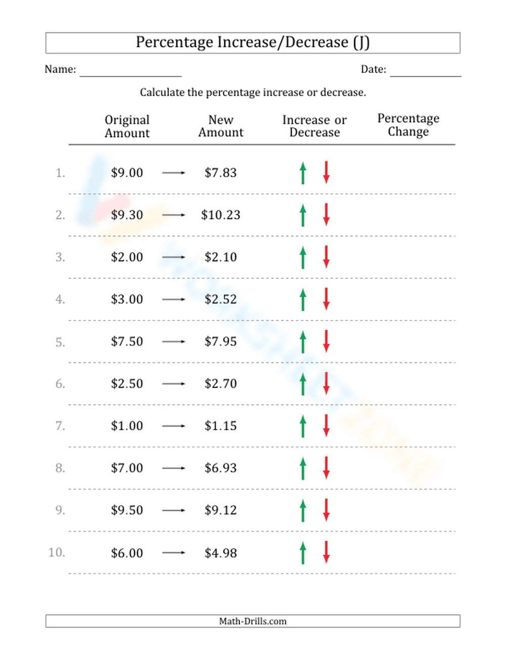 Percent increase/decrease - Page 1
