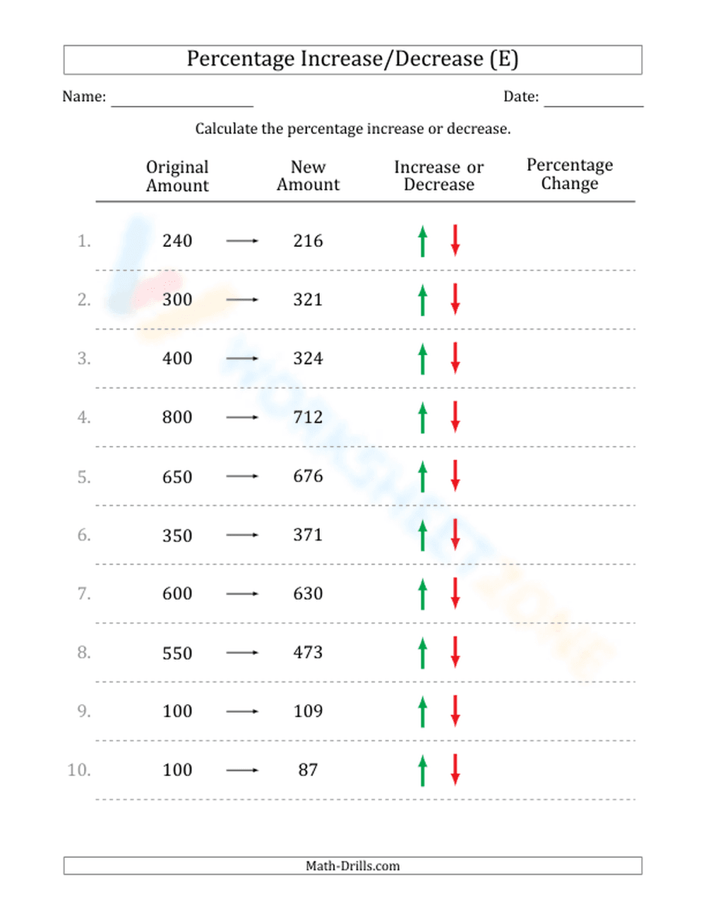 Percent increase/decrease - Page 1