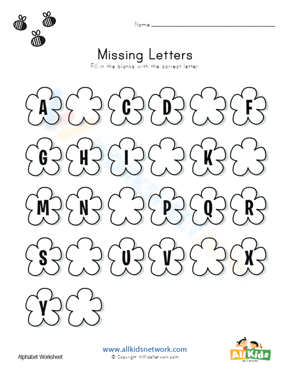Missing letters 4 - Page 1