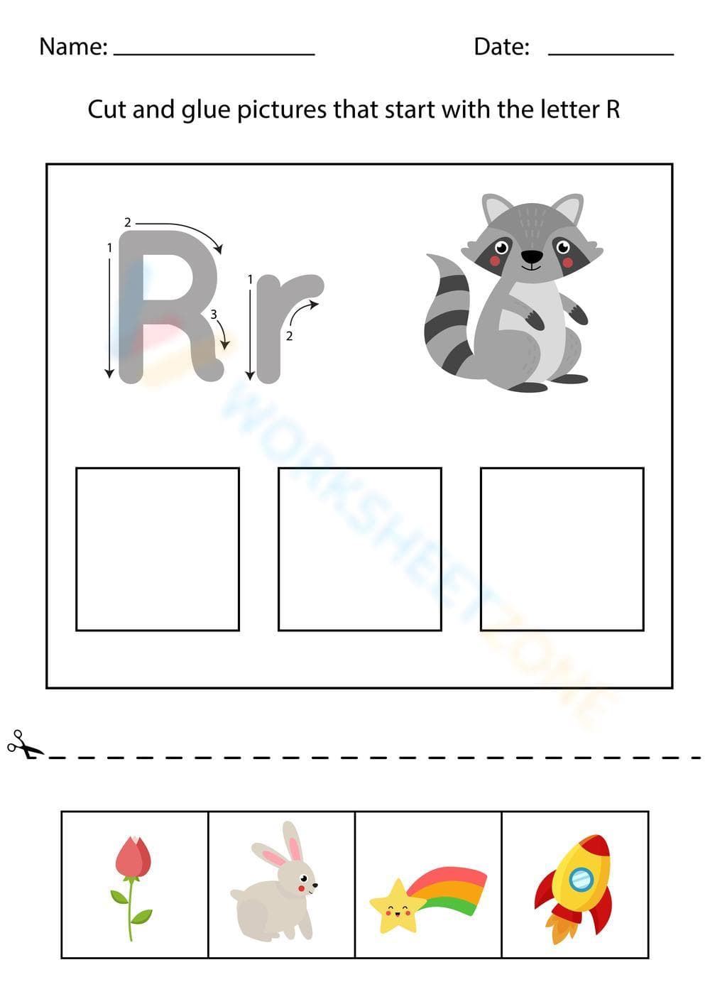 Beginning sounds with letter R - Page 1