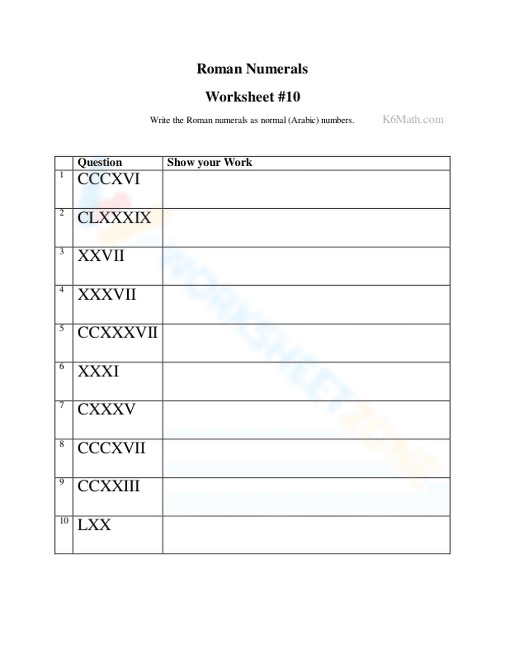 Deciphering Roman Numerals: Practice Worksheet - Page 1