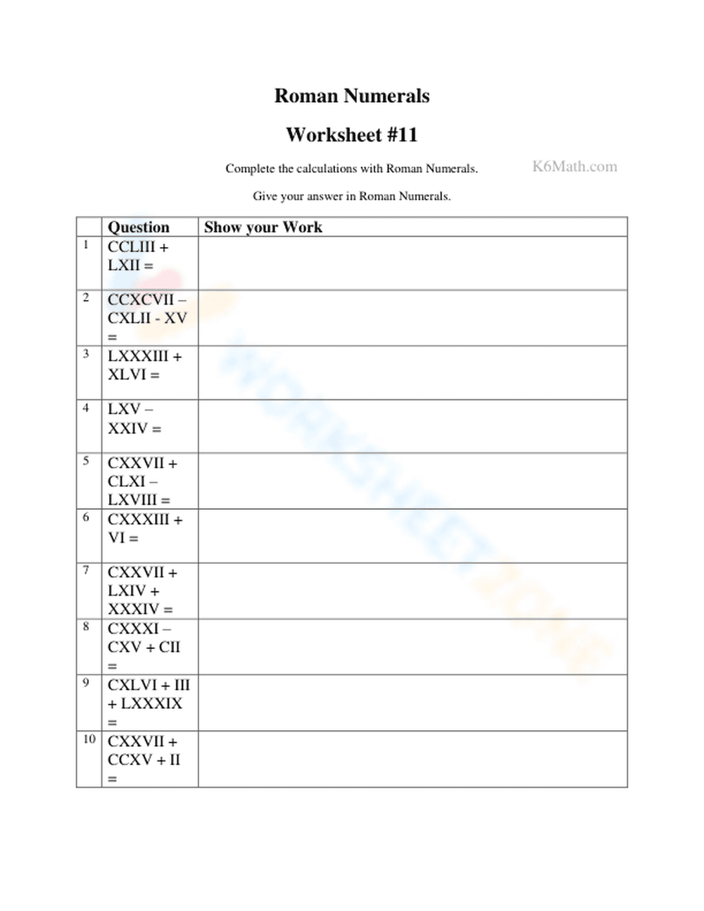 Practice Recognizing Roman Numerals with this Worksheet - Page 1