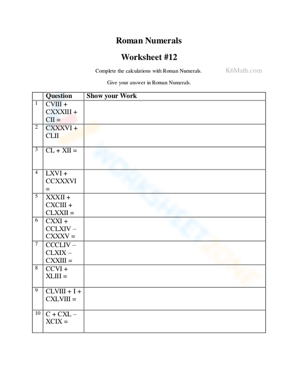 Roman Numerals Worksheet: Improve Skills Now - Page 1