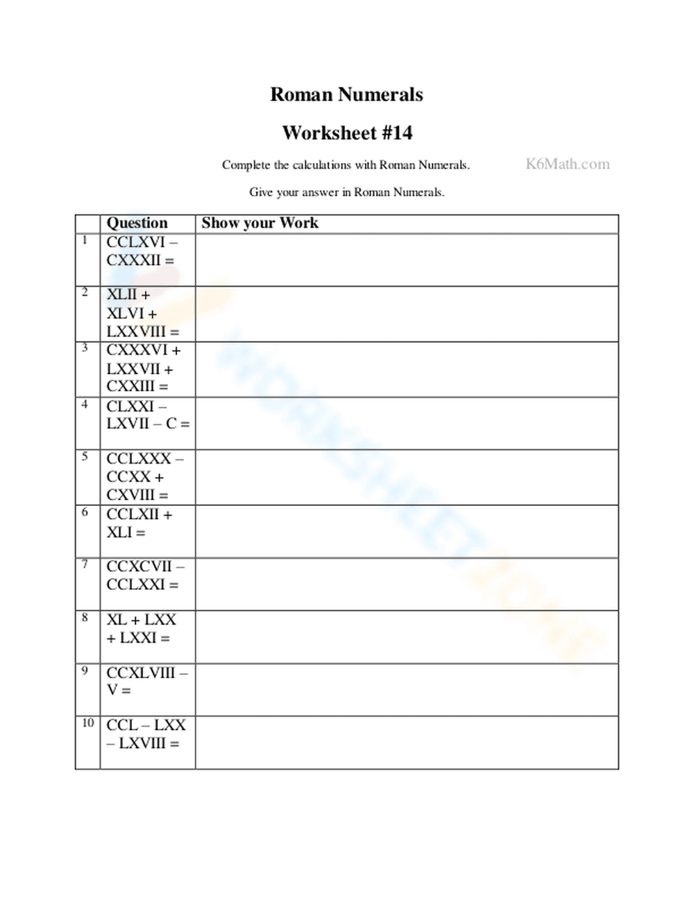 Learn Roman Numerals with this Practice Sheet - Page 1