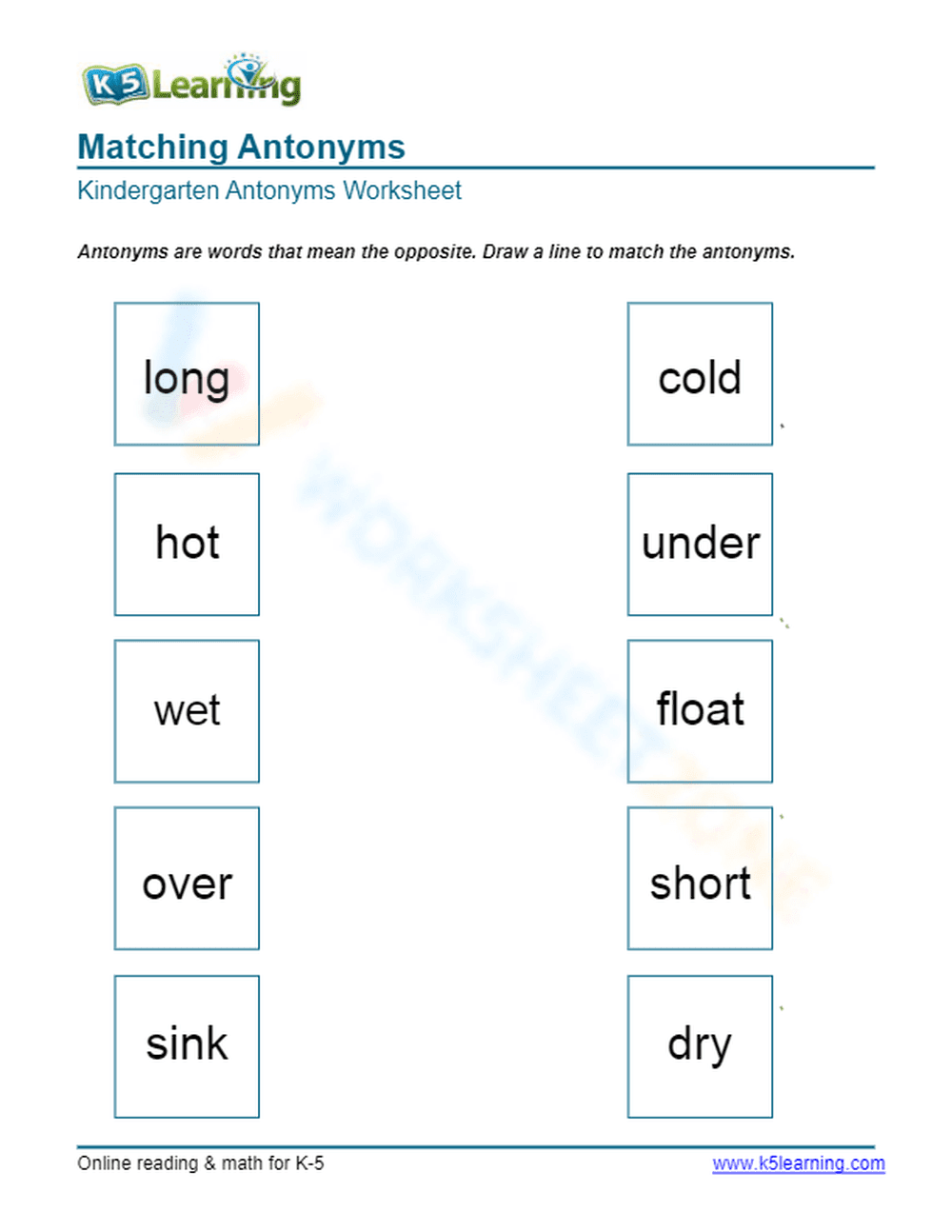Matching Antonyms 2 - Page 1