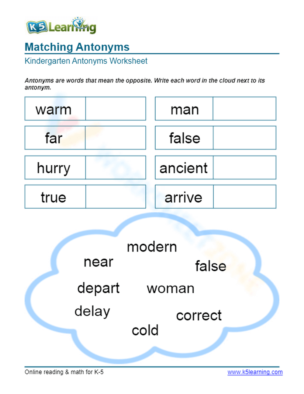 Matching Antonyms 10 - Page 1