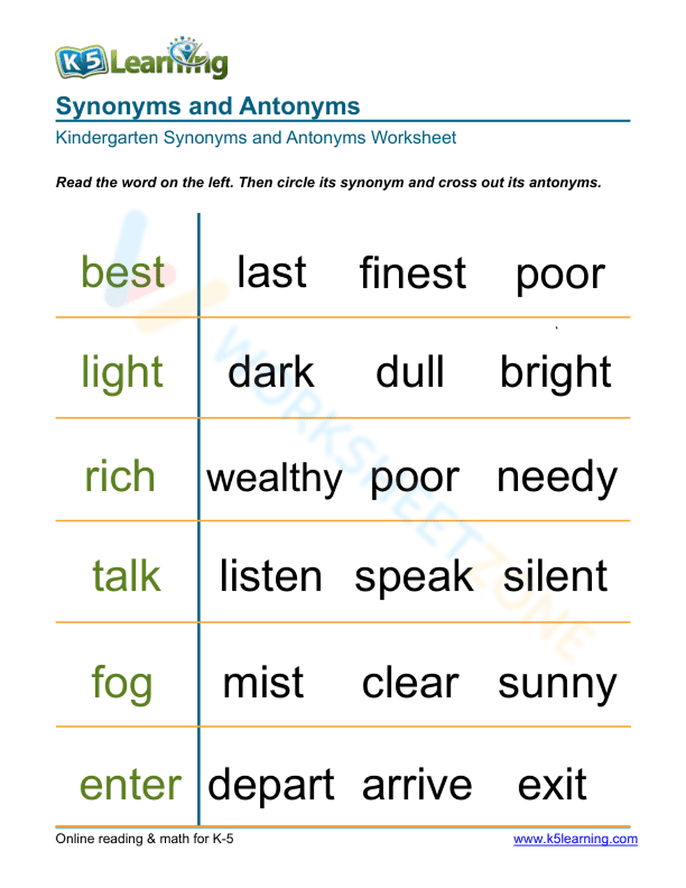Synonyms and Antonyms 2 - Page 1
