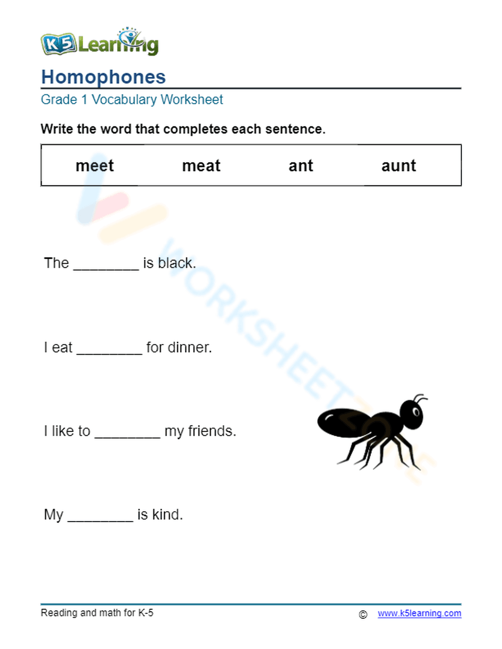 Homophones - Write 4 - Page 1